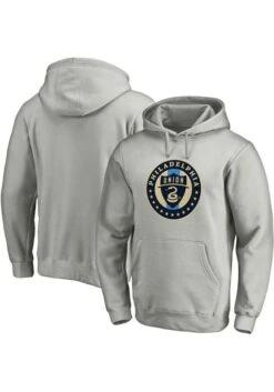 Philadelphia Union Mens Grey Team Logo Long Sleeve Hoodie -Clothing Sales Store 17284279 3