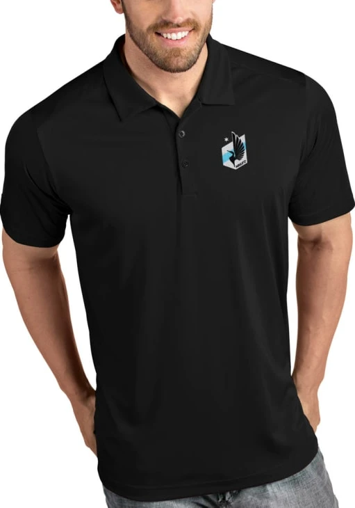 Antigua Minnesota United FC Mens Black Tribute Short Sleeve Polo 3 Antigua Minnesota United FC Mens Black Tribute Short Sleeve Polo