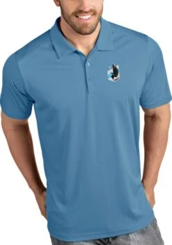 Antigua Minnesota United FC Mens Blue Tribute Short Sleeve Polo