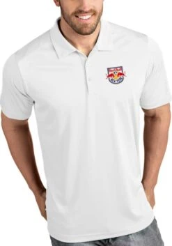 Antigua New York Red Bulls Mens White Tribute Short Sleeve Polo