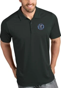 Antigua New York City FC Mens Grey Tribute Short Sleeve Polo