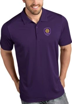 Antigua Orlando City SC Mens Purple Tribute Short Sleeve Polo
