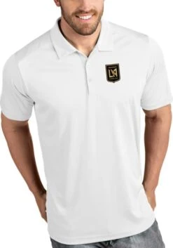 Antigua Los Angeles FC Mens White Tribute Short Sleeve Polo