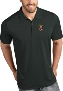 Antigua Real Salt Lake Mens Grey Tribute Short Sleeve Polo