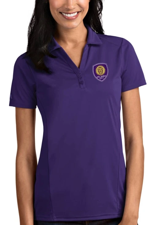Antigua Orlando City SC Womens Purple Tribute Short Sleeve Polo Shirt 3 Antigua Orlando City SC Womens Purple Tribute Short Sleeve Polo Shirt