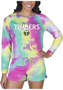 Portland Timbers Womens Yellow Tie Dye Long Sleeve PJ Set