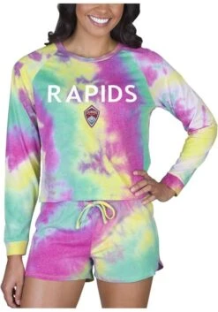 Colorado Rapids Womens Yellow Tie Dye Long Sleeve PJ Set