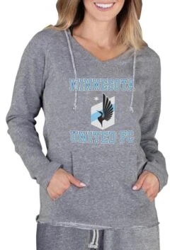 Minnesota United FC Womens Grey Mainstream Terry Hooded Sweatshirt